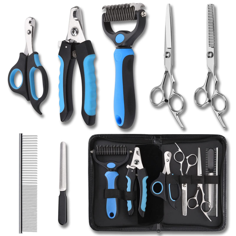 Dog Nail Clippers Trimmer Set, Safety Guard to Avoid Over-Cutting,Dog Grooming Comb Rake Undercoat Brush,Dog Grooming Scissors Shear Kit,8 in 1 Dog Grooming Tools Supplies for Small Large Cat Pet - BeesActive Australia