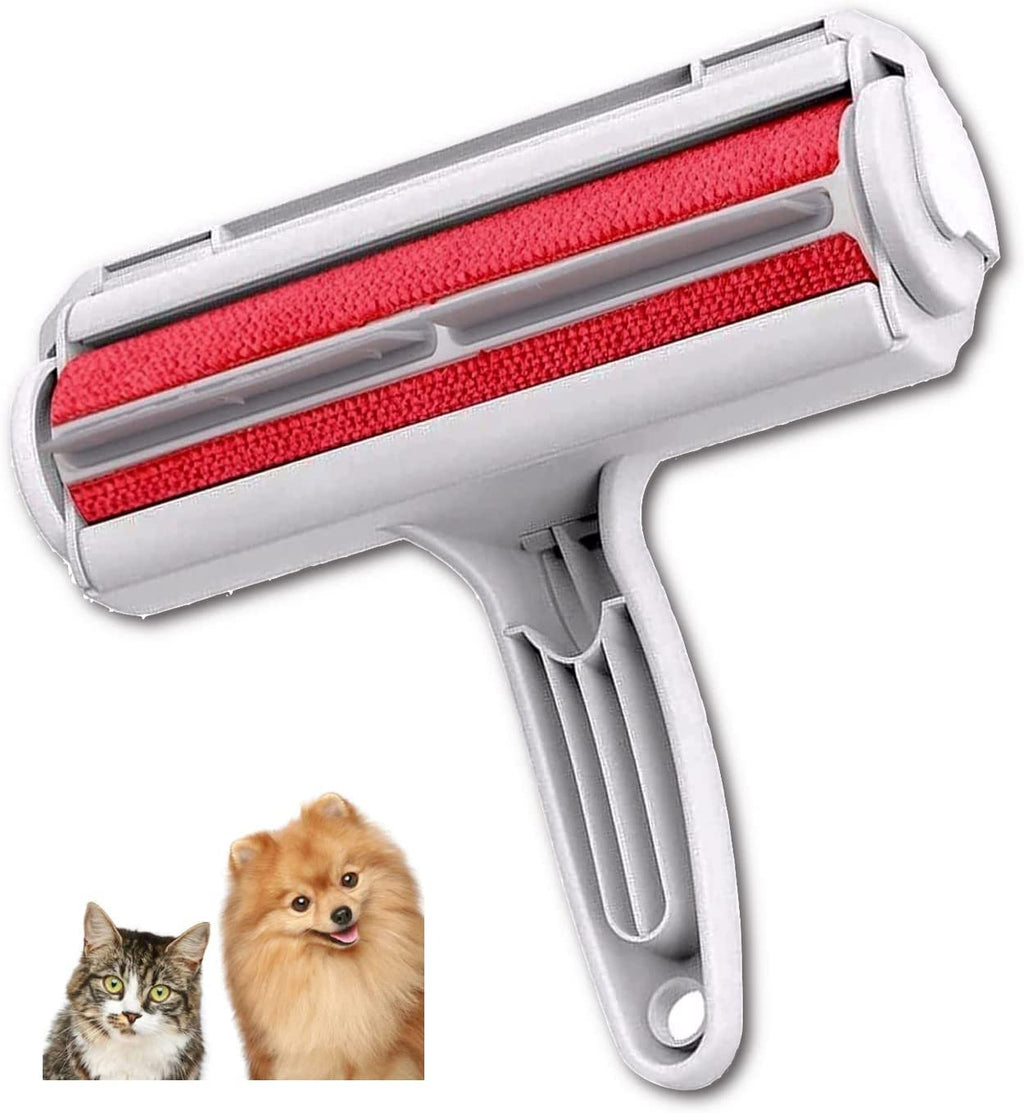 Pet Hair Remover Roller Tool - Reusable Dog & Cat Fur Tool with Self-Cleaning Base - Animal Fuzz and Lint Removal - Great for Bedding, Couch, Carpet, Car Seats, Furniture - Red, White (1124584) - BeesActive Australia