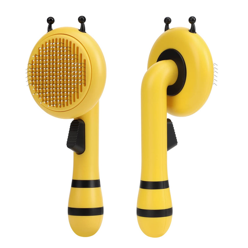 YNNICO Cat Grooming Brush, Slicker Brush for Dogs and Cats Shedding & Grooming, Self Cleaning Pet Brush Yellow - BeesActive Australia