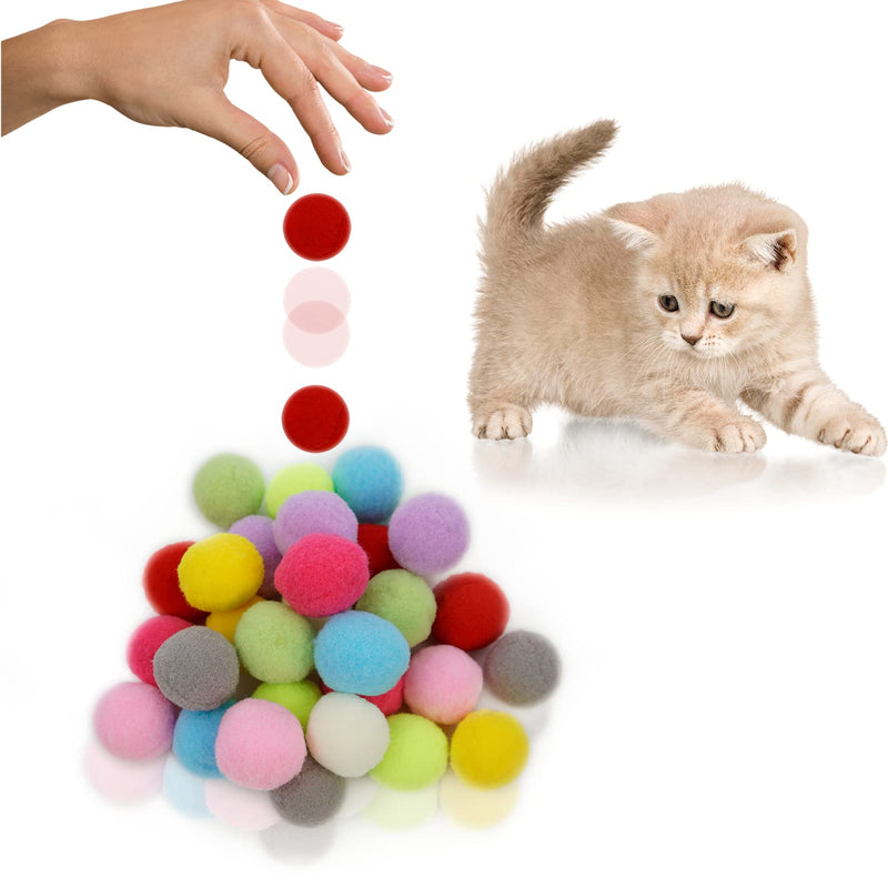 Update 2022 FUPUSUN 30pcs 1“/3cm Cat Toy Balls Soft Kitten Pom Pom Toys for Indoor Cats Interactive Playing Quiet Ball Cats Pom Pom Ball (3CM * 30) - BeesActive Australia