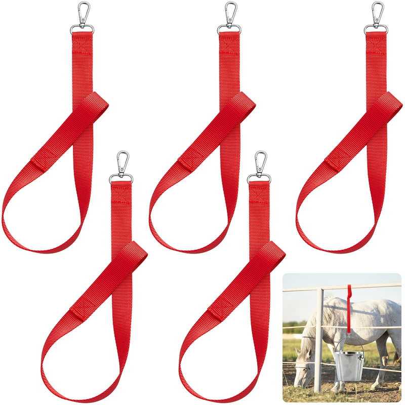 5 Pack Bucket Strap, Adjustable Water Bucket Strap Horse Supplies for Hay Nets, Bucket Hangers for Horses, Red Nylon Water Buckets Strap, Horse Stall, Outdoor Feeders, 22 Inch - BeesActive Australia