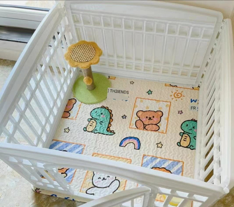 Pet Playpen Foldable Gate for Dogs Heavy Plastic Puppy Exercise Pen with Door Portable Indoor Outdoor Small Pets Fence Puppies Folding Cage Medium Animals House Supplies Urine Pad - BeesActive Australia