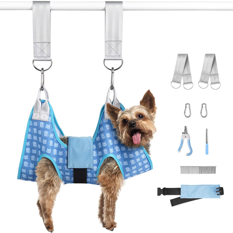 DoggyDobby Pet Grooming Hammock for Dogs & Cats, Dog Grooming Hammock Harness with Nail Clipper/Trimmers, Nail File and Comb, Dog Sling for Nail Clipping/ Trimming Small - BeesActive Australia