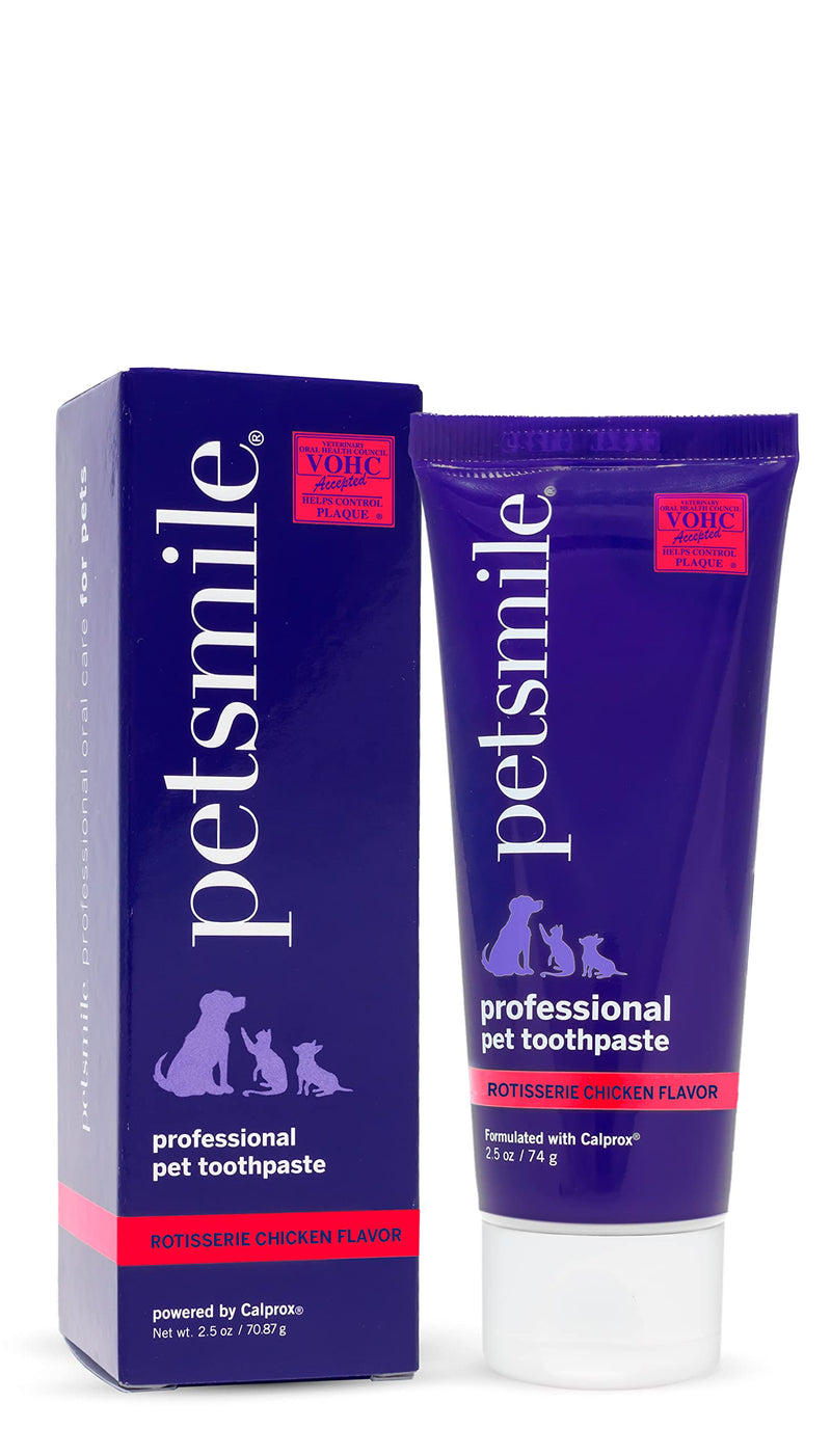 Petsmile Professional Dog Toothpaste | VOHC Approved Flavored Pet Toothpaste with Plaque Control | Human-Grade Ingredients Clean Teeth & Improves Dental Health (Rotisserie Chicken, 2.5 Oz) Rotisserie Chicken 2.5 Ounce (Pack of 1) - BeesActive Australia