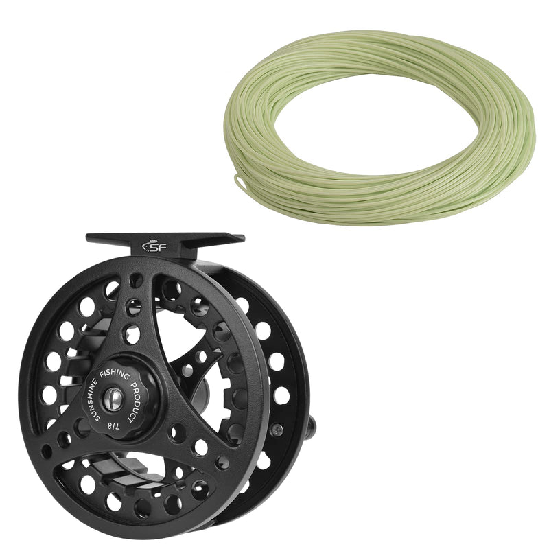 SF Weight Forward Floating Fly line Fly Fishing Line Moss Green 5wt 100FT Front Welded Loop & 5/6wt Fly Fishing Reel with Aluminum Alloy Body - BeesActive Australia