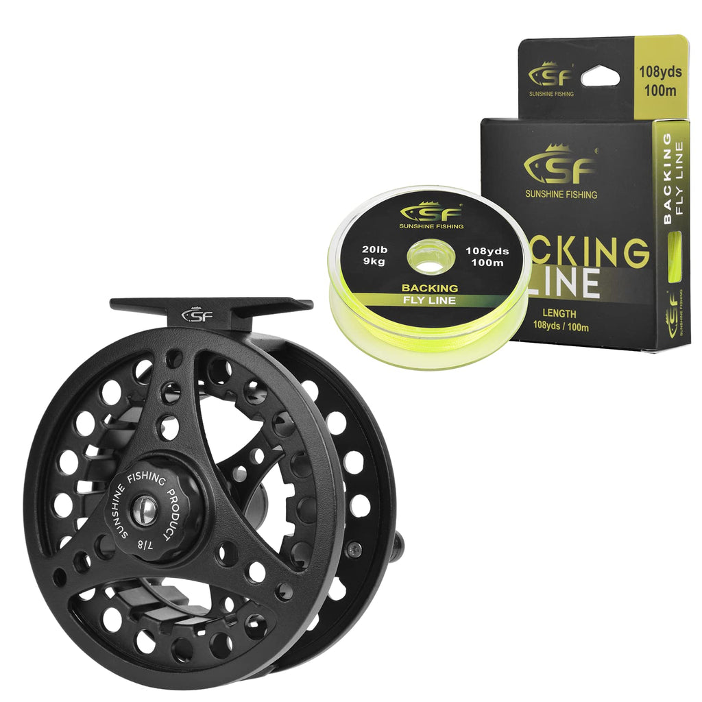 SF 7/8wt Fly Fishing Reel with Aluminum Alloy Body & Braided Fly Fishing Trout Line Backing Line 20LB 100m/108yds Flou Yellow - BeesActive Australia