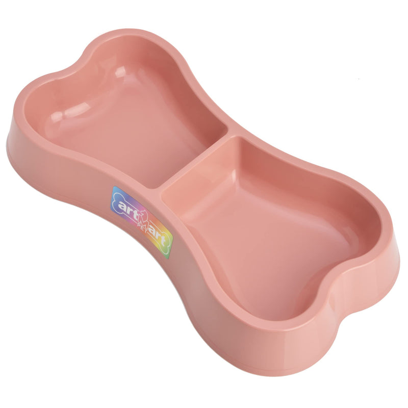 Set of 2 Lightweight Small Dog Puppy Cat Food and Water Bowls 6 oz Double Pink Plastic Portable Outdoor Travel Dish Indie Pink - BeesActive Australia