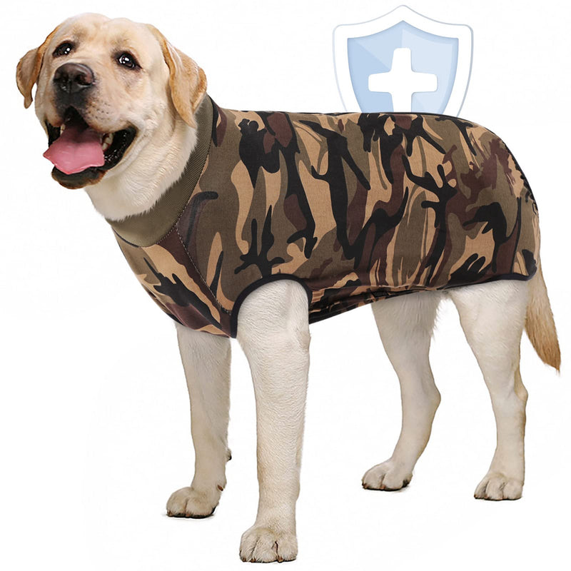 AOFITEE Dog Recovery Suit, Surgical Recovery Suit for Dog Female Male After Surgery, Dino Stripe Dog Recovery Shirt for Abdominal Wounds, Anti Licking Dog Onesie Jumpsuit E-Collar Cone Alternative 6X-Large Camo - BeesActive Australia