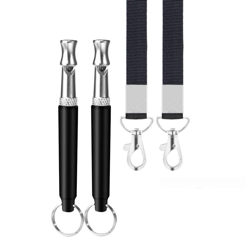 JYLM Dog Whistle, 2022 New 2PCS Ultrasonic Dog Whistle to Stop Barking Neighbors Dog, Professional Adjustable Silent Dog Whistle Training Tools for Dogs with Black Strap Lanyard, Medium - BeesActive Australia