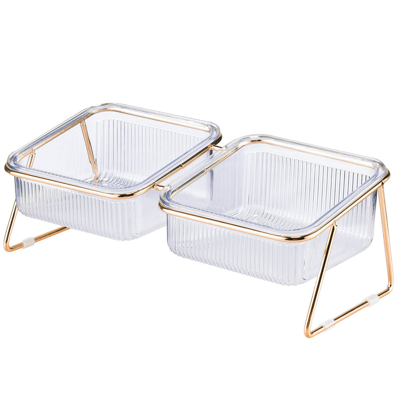 Elevated Cat Bowls, 5.5 inches Food & Water Bowls 15° Tilted Raised Food Feeding Dishes with Iron Stand for Cats and Puppy , with 2 Large Bowl and 4 Anti Slip Feet, Dishwasher Safe - BeesActive Australia