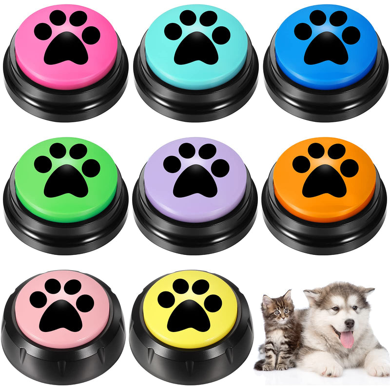 8 Pack Dog Buttons for Communication Voice Recording Button Dog Sound Talking Buttons Recordable Button Answer Buzzers Pet Training Buzzer 30 Seconds Record Button for Dogs Toy Game (Black Footprints) Black Footprints - BeesActive Australia