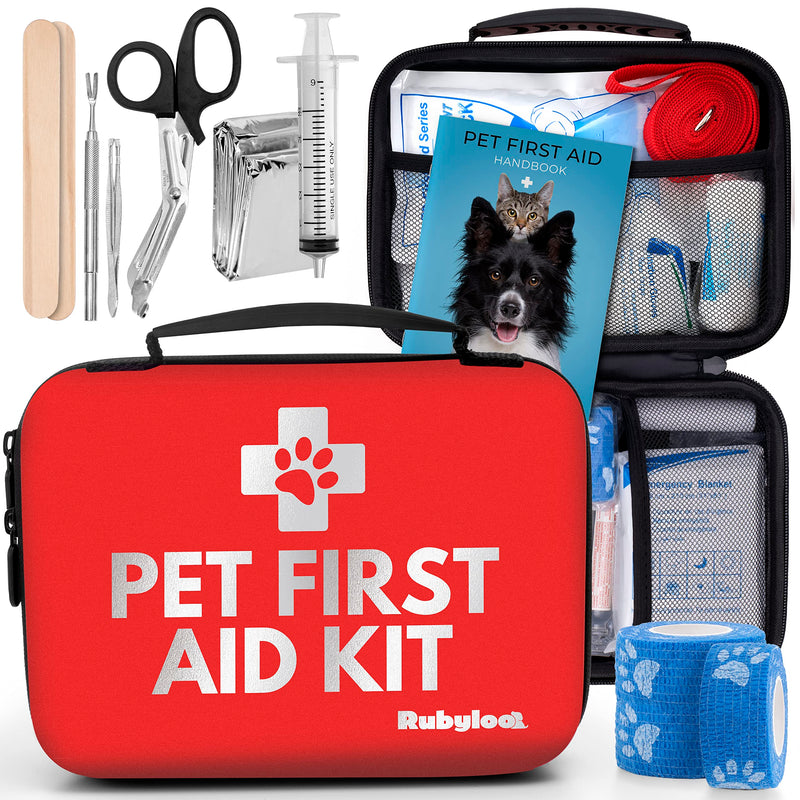 Dog First Aid Kit-Pet First Aid Supplies to Treat Your Dogs & Cats in an Emergency.  Set Includes Pet First Aid Kit Book, Tick Remover, Slip Leash & All Essentials. for Home, Office, Car, Travel Essential 53 piece - BeesActive Australia