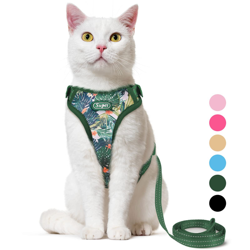 Supet Cat Harness and Leash Escape Proof for Walking, Adjustable Cat Vest Harness and Leash Set for Large and Small Kittens Dogs Green S (chest: 13-18.5") - BeesActive Australia
