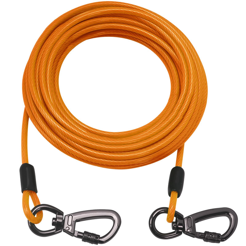 Tie Out Cable for Dogs,10/20/30/ 50FT Long Dog Leash ,Dog Runner for Yard Heavy Duty, Dog Chains for Outside, Sturdy Long Line Lead for Dogs Training Outdoor in Camping or Yard 30ft Orange - BeesActive Australia
