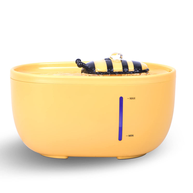GLADELE Pet Water Fountain 2L/67oz Cute Cat Drinking Water Dispenser Ultra Quiet USB Automatic Dog Water Bowl with Filter LED Light Bee Yellow Bee-Yellow - BeesActive Australia