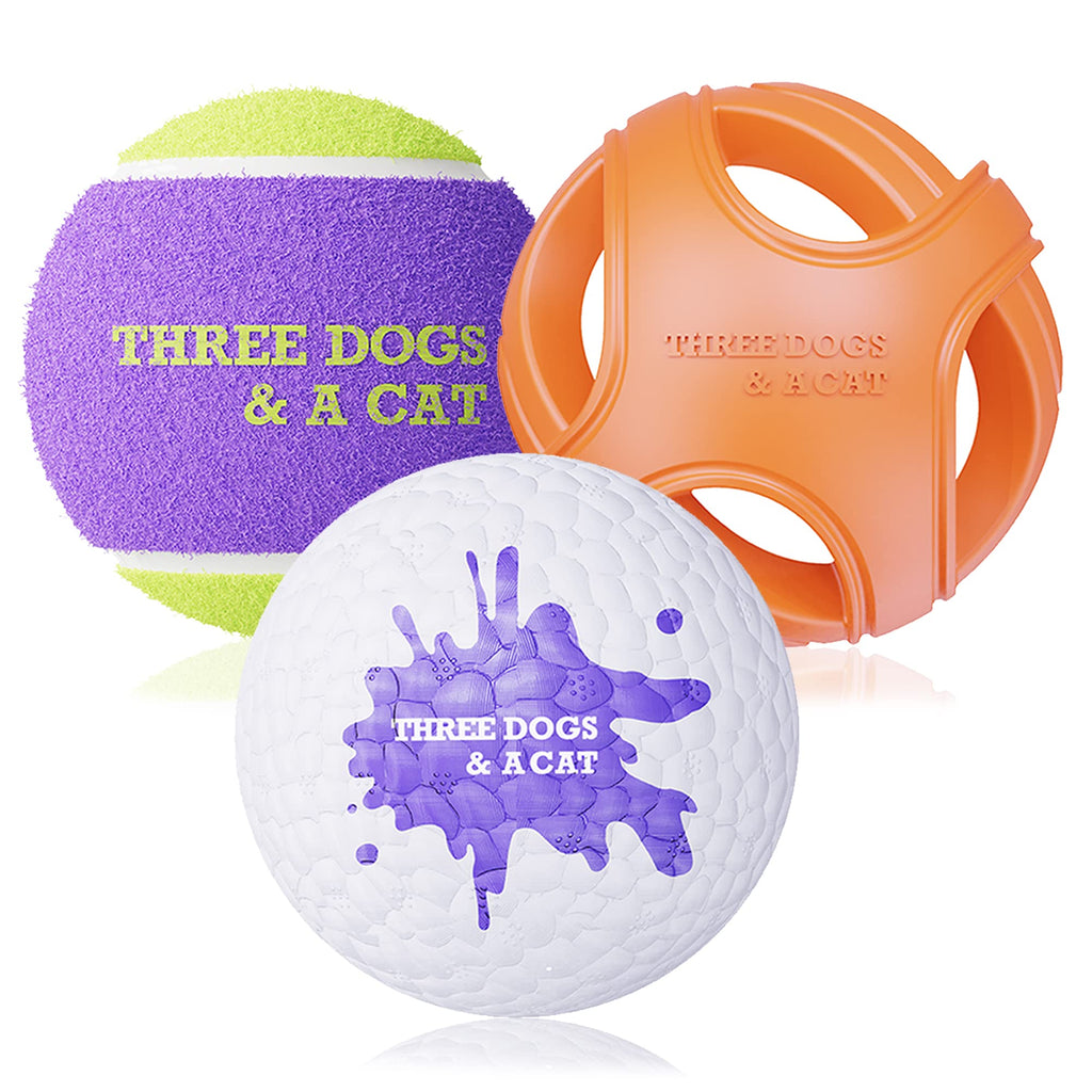 3 Pack Dog Toys Interactive Fetch Dog Balls Set, Indestructible Dog Chew Ball & Air Fetch Dog Ball & Squeak Tennis Dog Ball for Small Medium Dogs Exercise Clean Teeth - BeesActive Australia