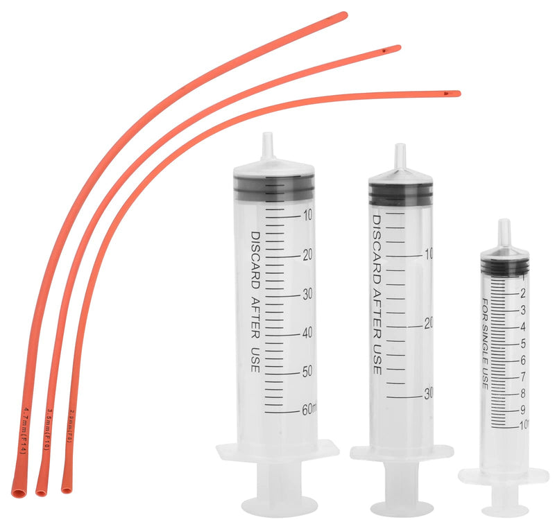 MOTAIN Pet Feeding Supplies Kit-3 Pack Red Rubber Feeding Tube(8Fr, 10Fr, 14Fr) with 3 Pack 10/30/60 Ml Syringes for Lamb,Goat,Sheep,Puppy,Kitten Whelping Feeding Watering - BeesActive Australia
