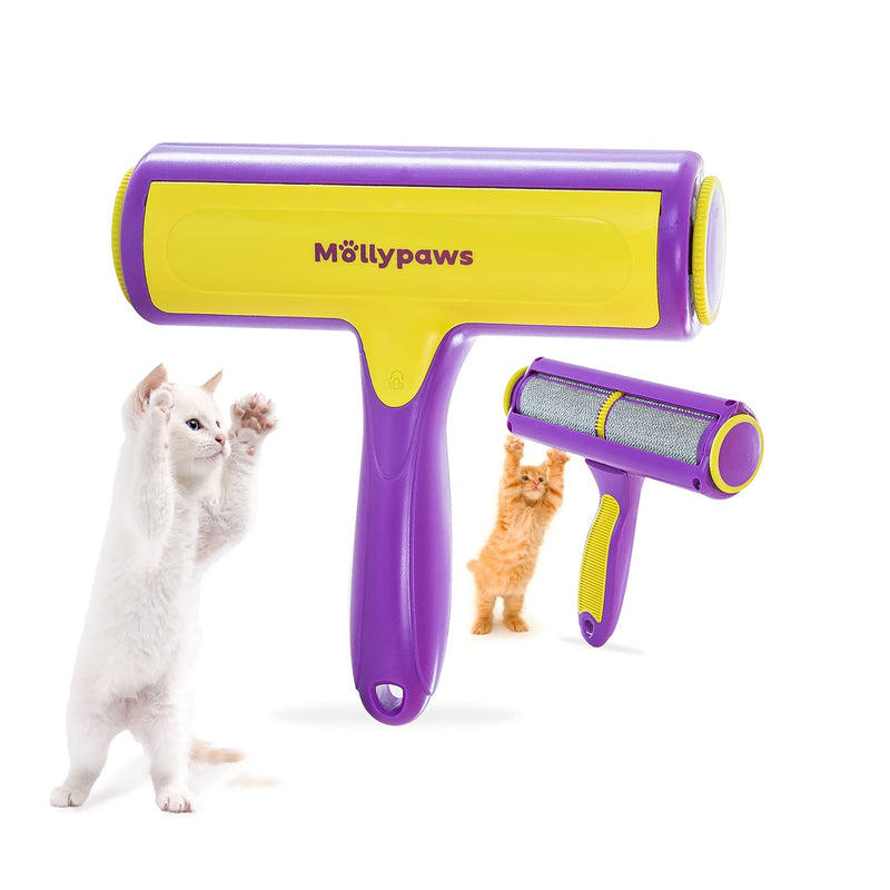 Mollypaws Pet Hair Remover for Furniture, Reusable Dog Cat Fur Removal Brush for Couch, Bedding, Non-Slip Handle Grip for Comfort Removal Experience, Upgrade Removing Tool for Uproot Cleaning Purple/Limited Edition - BeesActive Australia