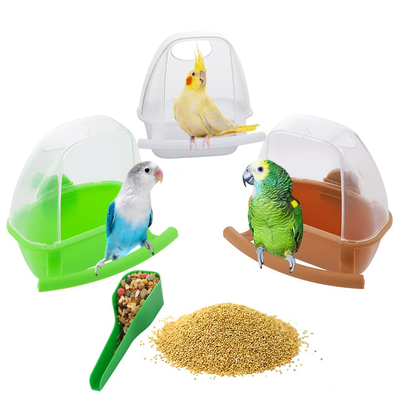 3 Pcs Small Bird Slot Feeder No Mess Cage Hanging Feeder Cup Plastic Food Feeding Box for Parakeet Budgies Cockatiel Lovebird Small Birds - BeesActive Australia