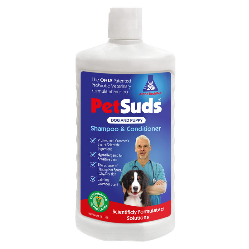 PETSUDS Dog Shampoo, Puppy Shampoo, Dog Conditioner, Sulfate Free Shampoo, Hypoallergenic Dog Shampoo, Sensitive Skin Dog Shampoo, 4 to 1 Concentrate, Lavender Scent, 16 oz. Bottle - BeesActive Australia
