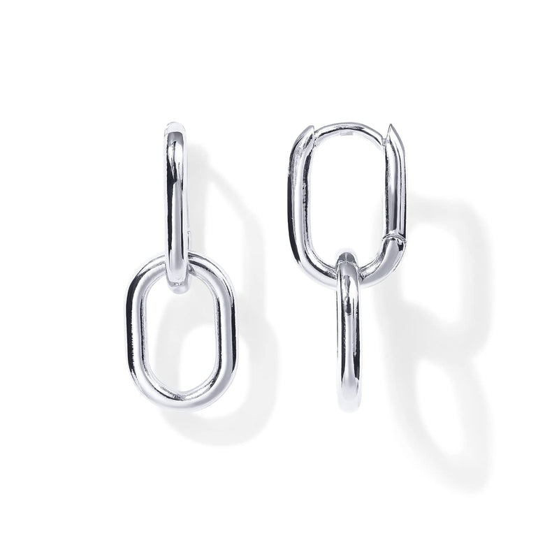 PAVOI 14K Gold Convertible Link Earrings for Women | Paperclip Link Chain Earrings | Drop Dangle Earrings white-gold - BeesActive Australia