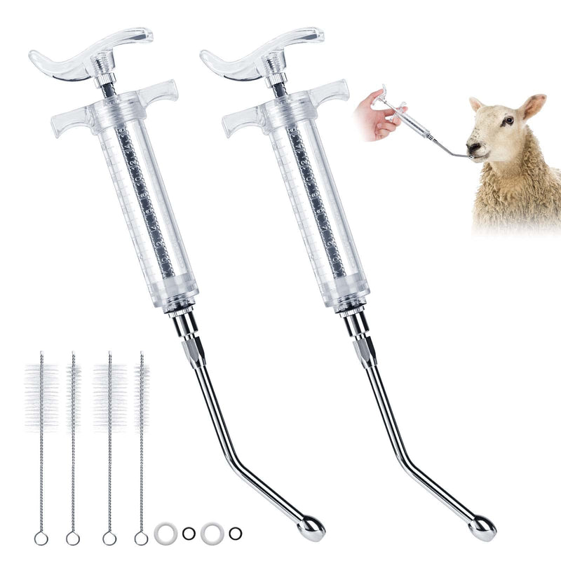 GINDOOR 2 Pieces Reusable Goats Syringe with 2 Drench Nozzle, Adjustable Dosage Detachable Sheep Drench Livestock Syringe for Sheep Baby Goat Supplies - 20ML - BeesActive Australia