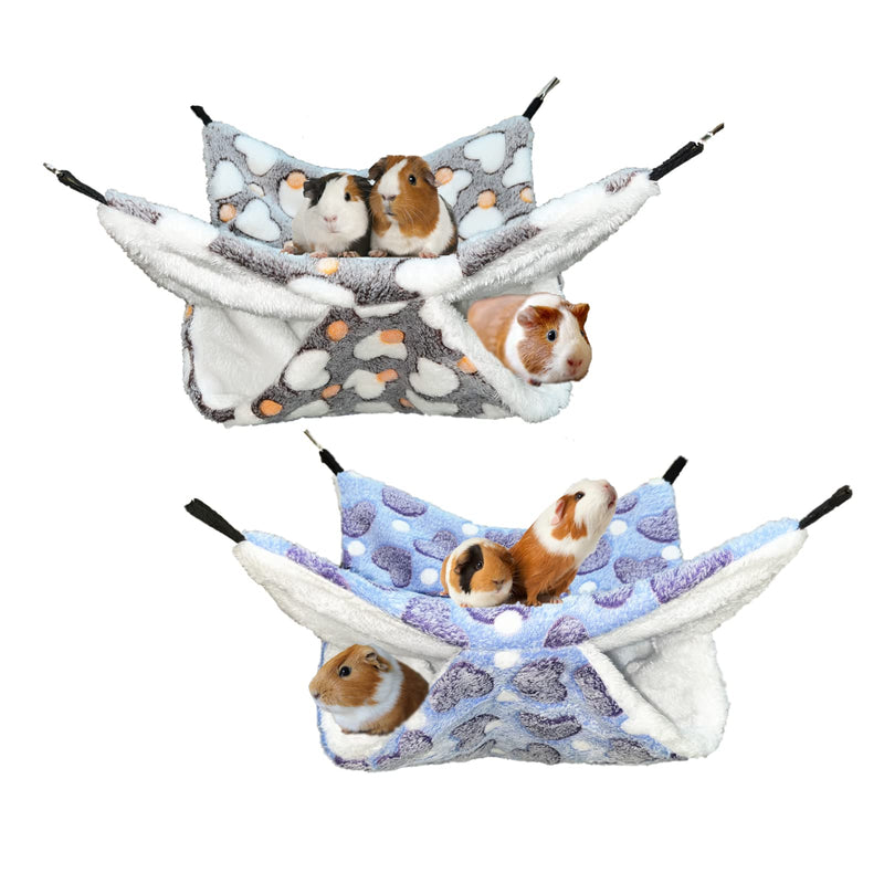 2 Pieces Guinea Pig Rat Hammock, Bunkbed Guinea Pet Small Animal Hanging Hammock Hamster Ferret Cage Accessories Toys Bed for Small Animals Chinchilla Parrot Ferret Squirrel Sugar Glider Playing… Purple + Coffee Hearts - BeesActive Australia