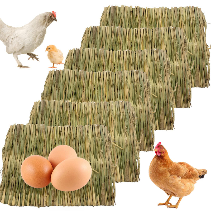 MUYG Chicken Nesting Box Pads,Chickens Coop Grass Pads Handwoven Grass Turf Hen Nest Liners Small Animal Natural Straw Mat Rabbit Bedding Pads(6 PCS) - BeesActive Australia