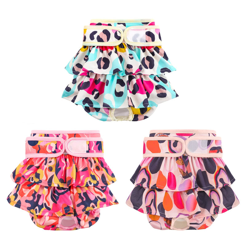 Washable Dog Diapers Female 3 Pack Reusable Premium Highly Absorbent Doggie Diapers, Flexible Puppy Diapers, Durable Leak-Proof Leopard Dog Diapers for Period Heat Incontinence Puppy Training X-Small - BeesActive Australia