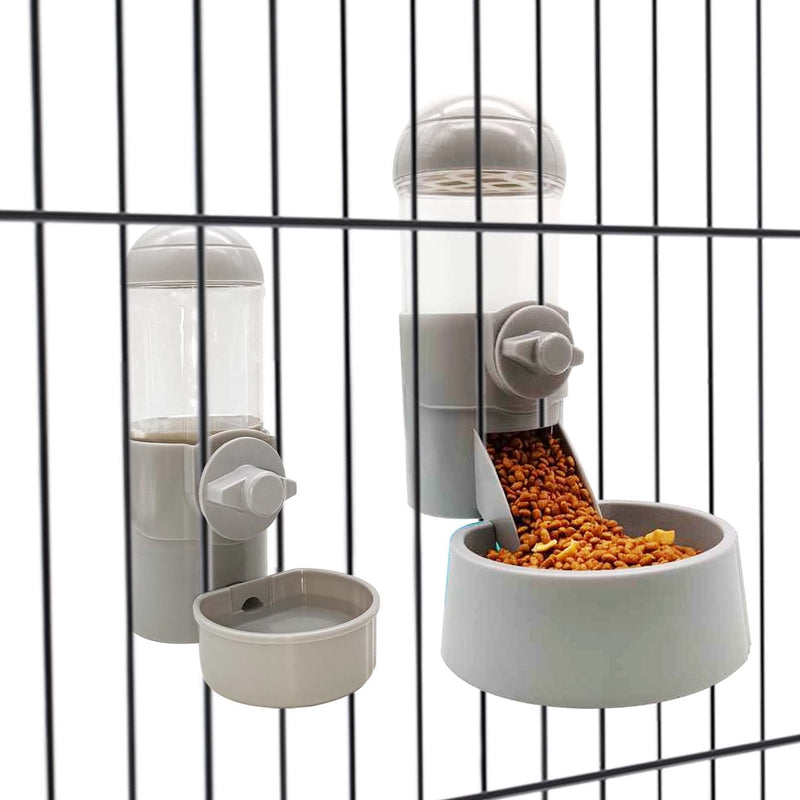 Tfwadmx Rabbit Hanging Auto Food Water Dispenser Pet Cage Suspended Food Water Bowl Chinchilla Gravity Detachable Feeder Waterer Set for Puppy Kitten Bunny Ferrets Guinea Pig Water + Food Dispenser gray - BeesActive Australia