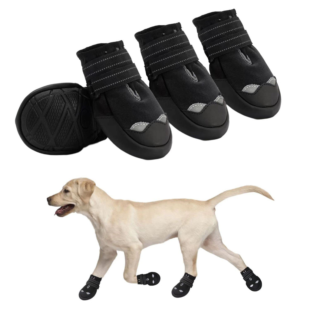 Dog Boots, Non-Slip Dogs Paw Protector,Dog Shoes with Reflective Tape 4 PCS, Outdoor Dog Boots for Small, Medium, Large Dogs Black-Grey-2 #1 (width 1.57 inch) for 10-23 lbs - BeesActive Australia