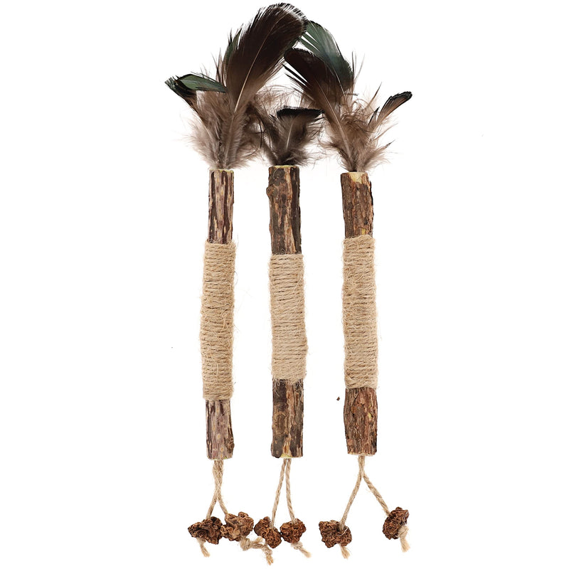 Raw Paws Silvervine Sticks Cat Feather Toys for Indoor Cats, 3 ct - Interactive Cat Toys with Feathers - Cat Kicker Toy - Catnip Toys for Cats - Cat Feather Stick, Silvervine for Cats, Matatabi Sticks - BeesActive Australia