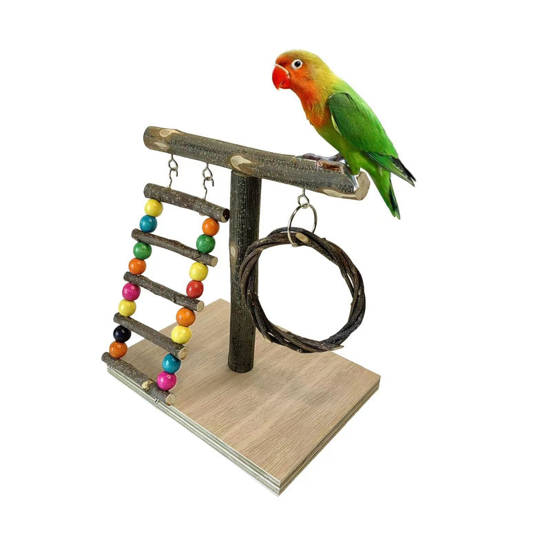 XLpeixin Bird Playground Parrot Playstand Birds Play Stand Wood Exercise Perch Gym Stand Hanging Swing Toys for Small Medium Parakeets Canaries Cockatiels Lovebirds and More… Portable - BeesActive Australia