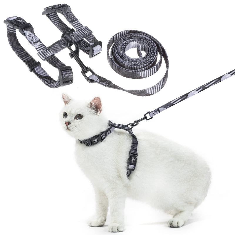 PUPTECK Cat Harness and Leash Set - Escape Proof Lightweight Kitty Harness, Adjustable for Cats Small Puppies Walking Training Dark Grey - BeesActive Australia