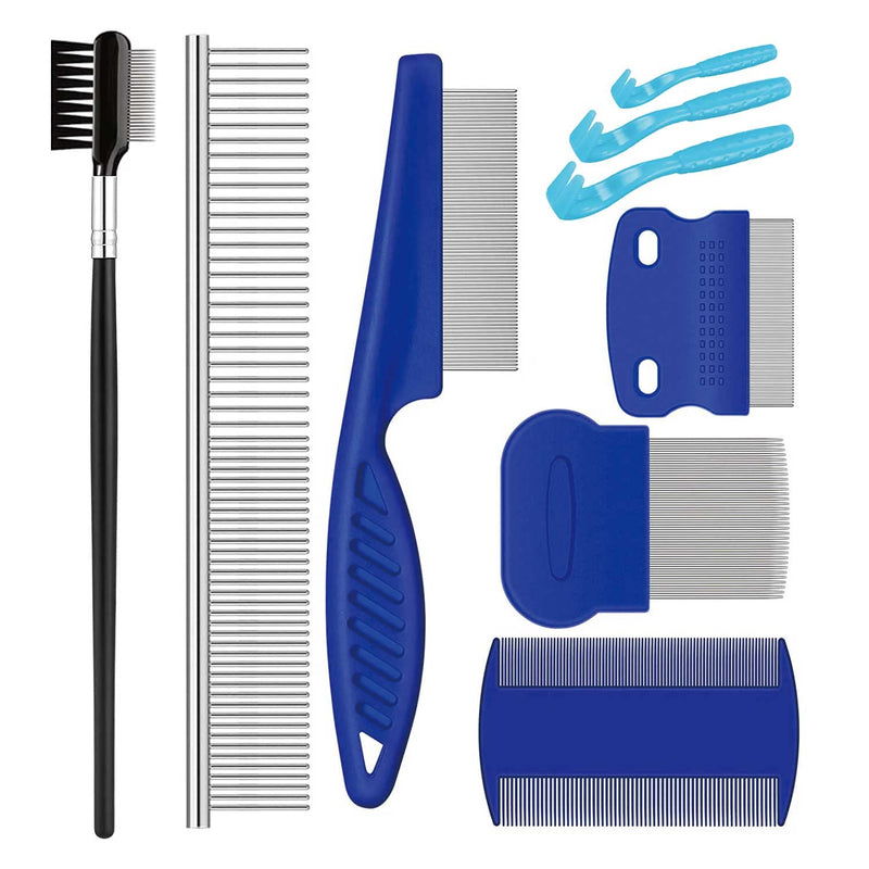 Pet Grooming Comb Kit, Tear Stain Remover Brush, Undercoat Rake for Dogs & Cats, Dematting Tool for Long Haired Dogs Kittens Puppies, Flea Comb for Removal Dandruff Tangles Knots, Shedding Hair & Fur - BeesActive Australia