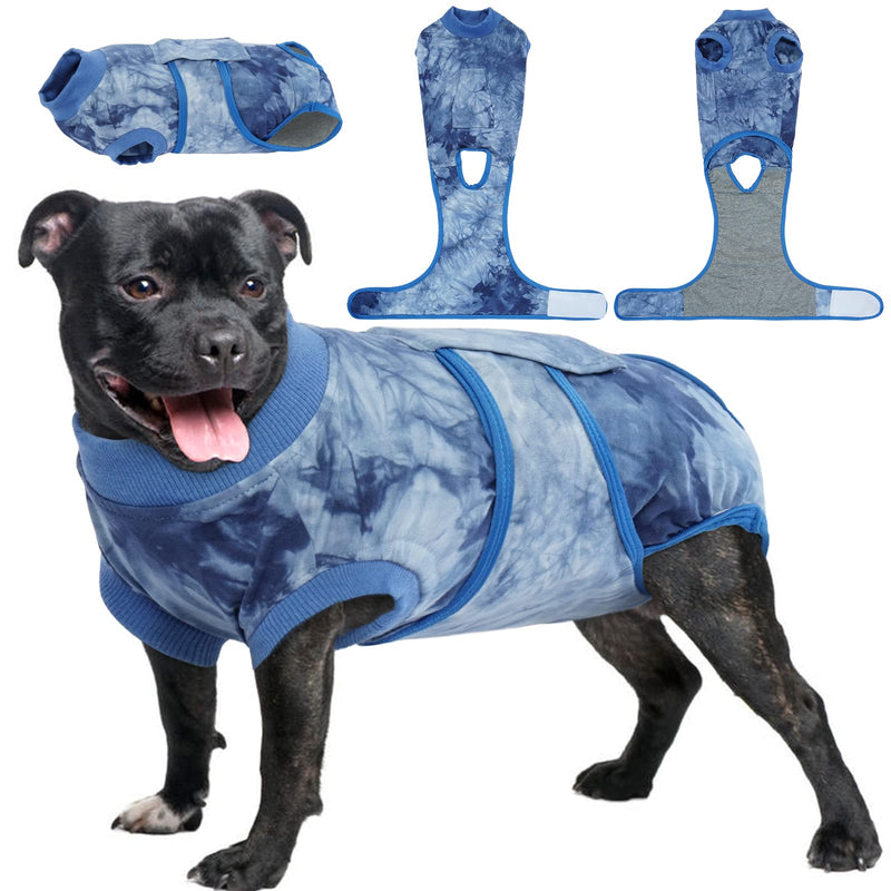 Kuoser Dog Recovery Suit After Surgery, Tie Dye Pet Recovery Shirt Doggy Cats Bodysuits for Abdominal Wounds, Soft & Breathable Anti Licking Dogs Onesie, Cone E-Collar Alternative for Skin Damage Medium (Back: 13.4" - 16.1"; Weight: 14 - 25LB) Blue - BeesActive Australia