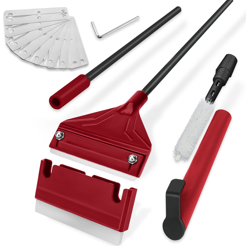 NEPTONION 24.5’’ Professional Algae Scraper, Aquarium Blade Cleaner with 10 Pcs Replaceable Blades Stubborn Algae, Suitable for Water Tank Size Above 30 Gallons L Red - BeesActive Australia