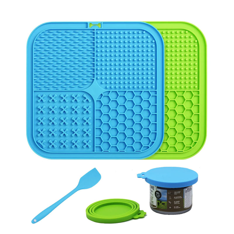 VEEVAO Lick Mat for Dogs, Food-Grade Silicone Dog Lick Mat as Dog & Cat Slow Feeder, 2 PCS Dog Licking Mat with Suction Cups and Can Lids, Relieve Pets Anxiety and Boredom(No Cans Included) - BeesActive Australia
