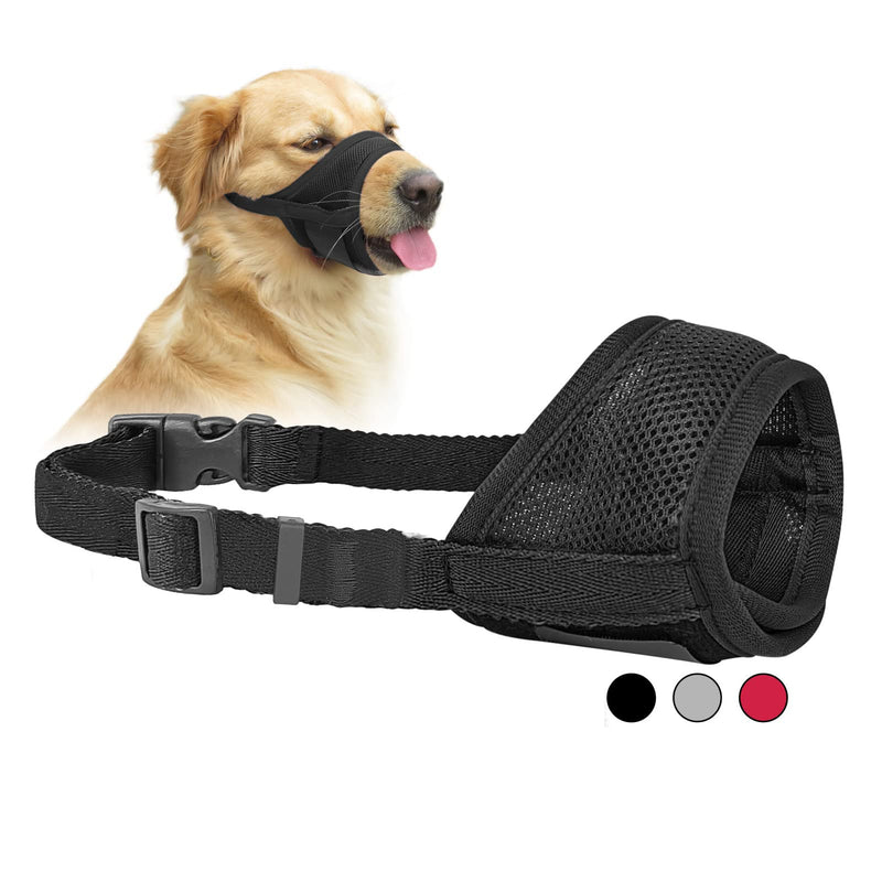 Brilliant Paw Dog Muzzle Anti Barking Chewing Biting, Dog Mouth Cover with Adjustable Loop and Breathable Mesh for Small Medium and Large Dog S Black - BeesActive Australia