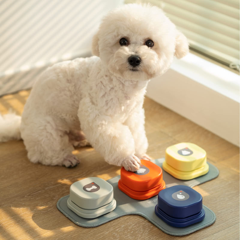 MEWOOFUN Dog Buttons for Communication Recordable Dog Talking Buttons Set Dog Training Speaking Buttons Dog Clicker with Mat & Stickers 4 packs - BeesActive Australia