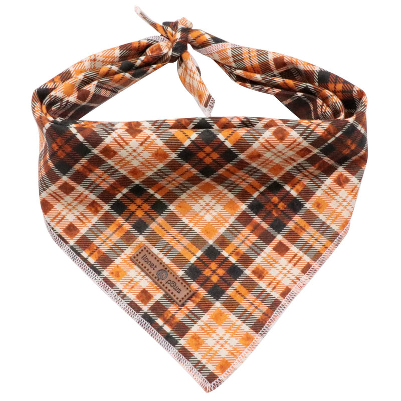 lionet paws Dog Bandana for Small Medium Large Dogs, Cat Dog Kerchief Dog Triangle Bibs Scarf for Girl Boy Gift Orange&Black Grid - BeesActive Australia