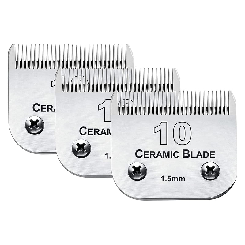 Dog Grooming Clipper Replacement Blades Compatible with Andis/Wahl / Oster Dog Clippers,Detachable Ceramic Blade & Stainless Steel Blade 3pc 10:1/16''(1.5mm) - BeesActive Australia