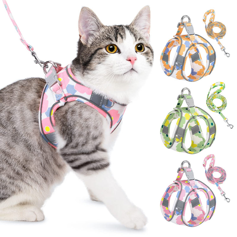 Lukovee Cat Harness and Leash for Walking, Adjustable Escape Proof Vest Harness for Kitten with Reflective Strips Lightweight Step-in Jacket for Cats Puppy Small Pet Traveling Hiking XXS ( Chest 11.0'' ~ 12.2'') A- Pink - BeesActive Australia