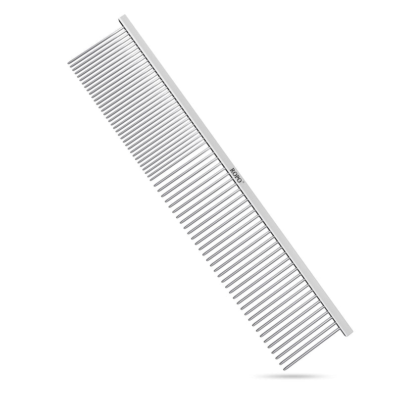 ROPO Dog Combs for Detangling and Knots - Stainless Steel Cat Combs with Round Teeth - Pet Combs for Dogs - Professional Grooming Tools for Long and Short Hair Dogs, Cats and Other Pets Silver - BeesActive Australia