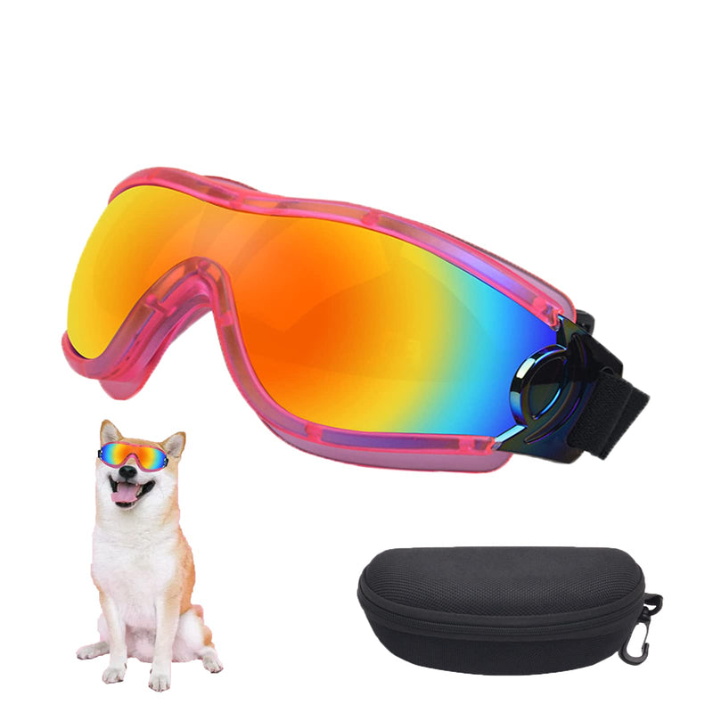 Mitubati Dog Sunglasses,UV Protection Wind Protection Dust Protection Fog Protection Dog Glasses,Adjustable Strap Dog Goggles,Suitable for Medium or Large Dogs(Multiple Colour) Pink Frame Red Lenses - BeesActive Australia
