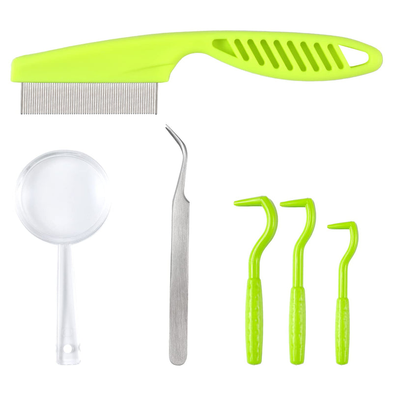 TOYMIS 6pcs Tick Removal Tool, Tick Remover for Dogs Cats and Humans Convenient Tick Remover Plastic with Tweezers Comb and Magnifying Glass - BeesActive Australia