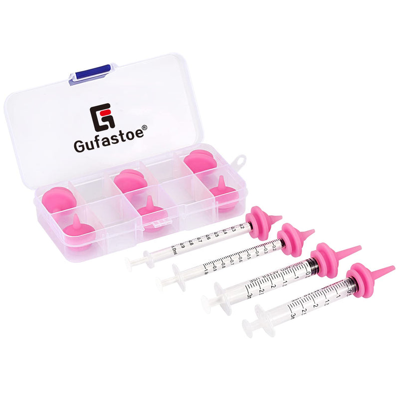 Gufastoe 10pcs Original and Mini Nipples with Syringes for Pets and Wildlifes Pink - BeesActive Australia