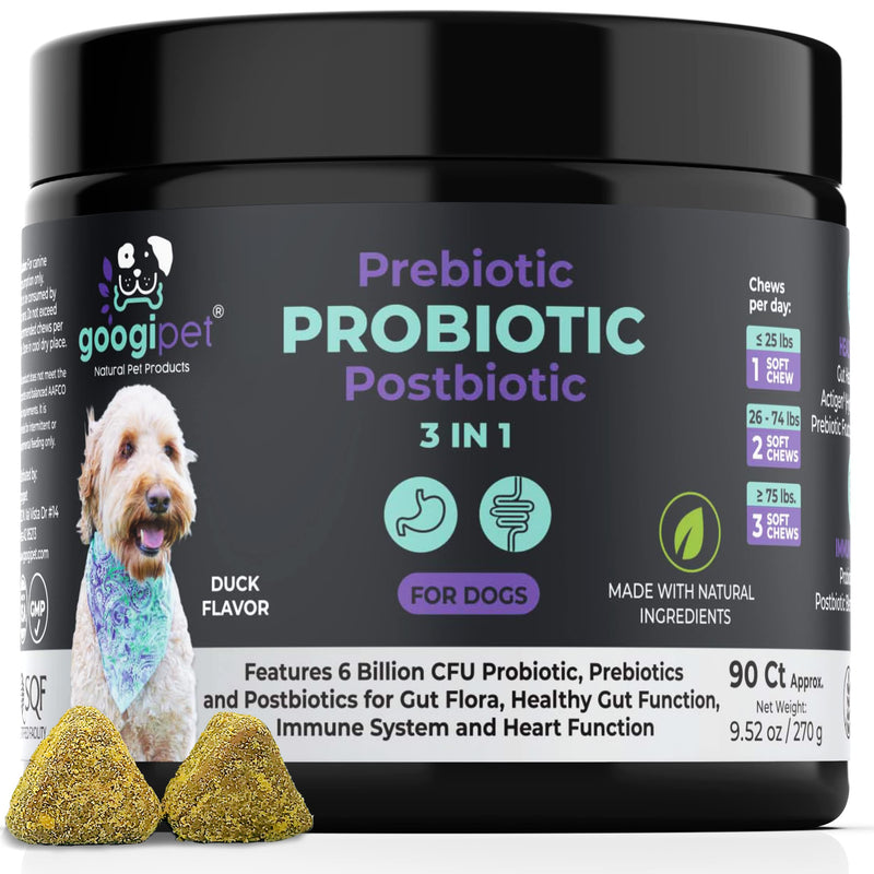 Googipet digestive probiotics for dogs - dog probiotics and digestive enzymes - All-Natural Dog Probiotic Chews W/ Prebiotics & Pumpkin, Helps Dog Diarrhea, Constipation, Digestion, Allergy & Immunity Duck - BeesActive Australia