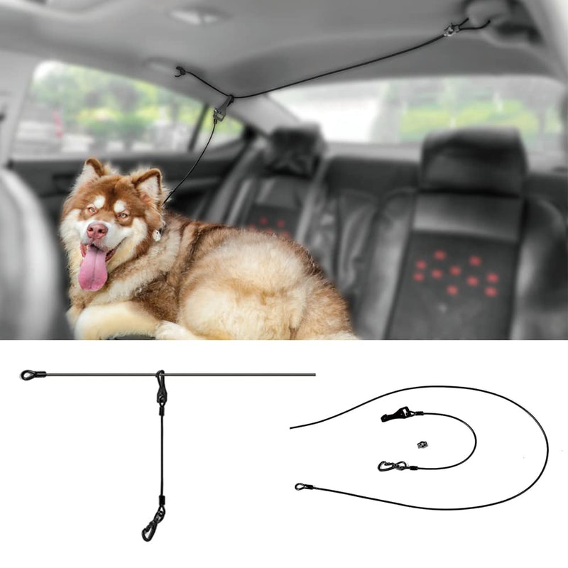 Mi Metty Dog Seatbelt, Dog Car Harnesses, Back Seat Leash Made of Coated Wire Rope, Happy Ride Dog Zipline, Great for Travel, Safety Restraint No-Chew Tether Cable Stainless Steel. - BeesActive Australia