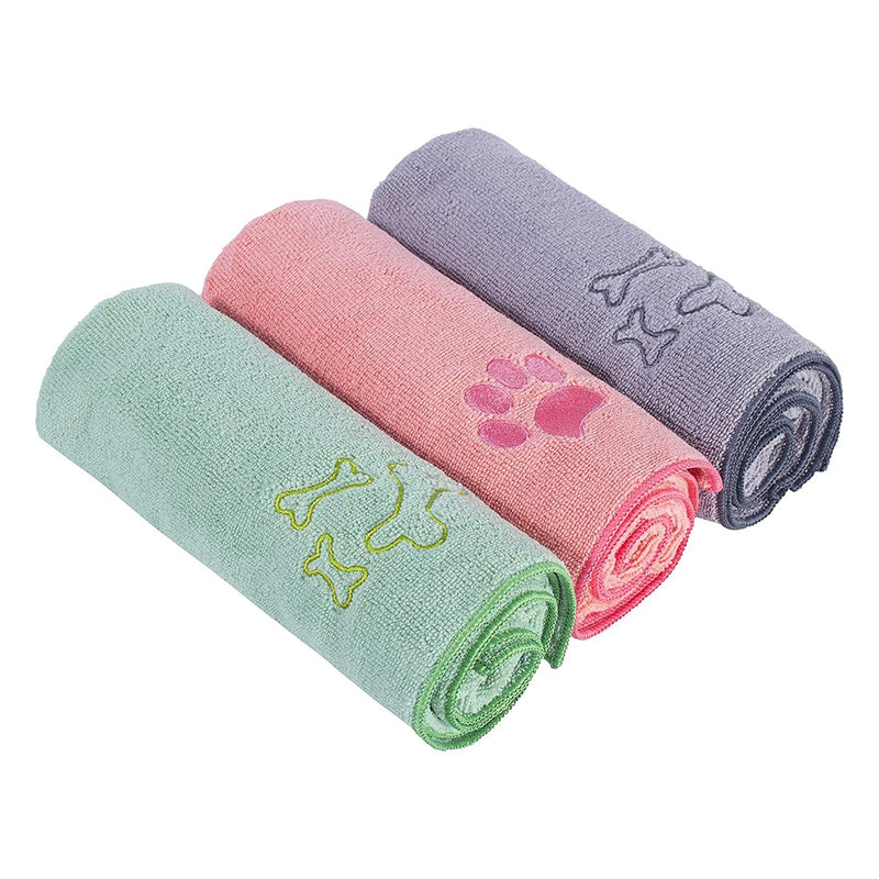 SUMEINA Pet Grooming Towel Collection Absorbent Microfiber X-Large, 40x20, Embroidered Pack of 3 - BeesActive Australia